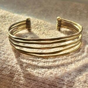Stella & Dot Hammered Gold Tone Multi-Band Cuff Bracelet